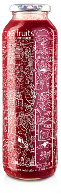 true fruits - limited edition no. 3 Einzelne Smoothieflasche der limited edition no. 3 auf weißem Hintergrund