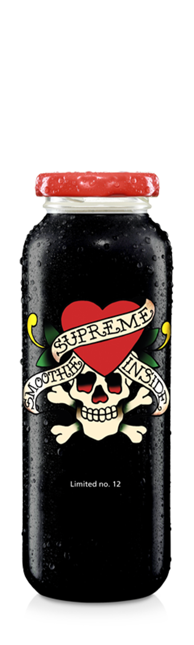 true fruits - limited edition no. 12 Einzelne Smoothieflasche der limited edition no. 12 auf weißem Hintergrund