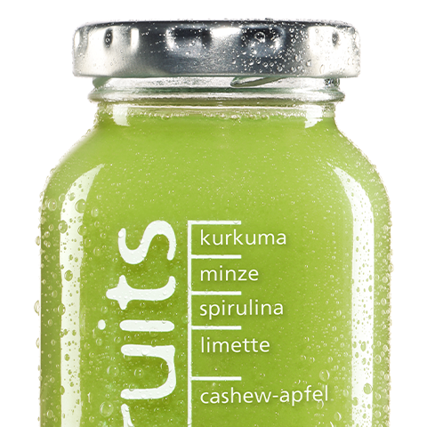 true fruits smoothie mint Einzelne Smoothieflasche des true fruits smoothies mint auf weißem Hintergrund