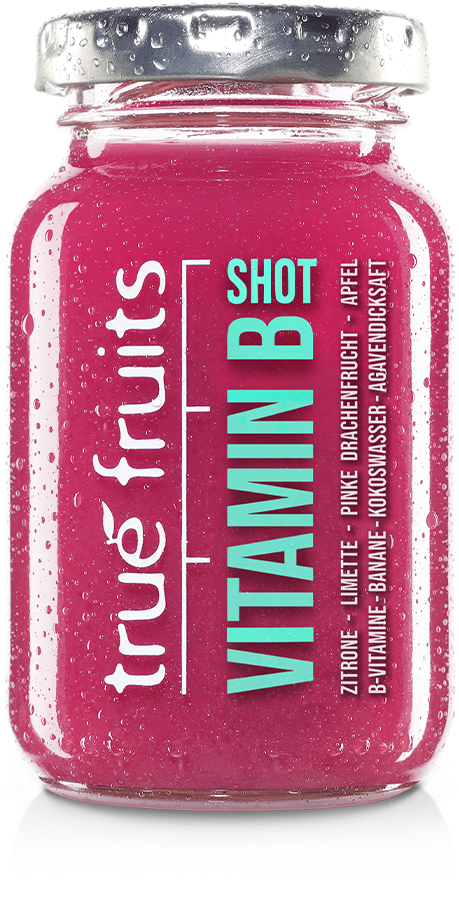 true fruits vitamin shot Einzelne Flasche des true fruits Shot Vitamin B auf weißem Hintergrund