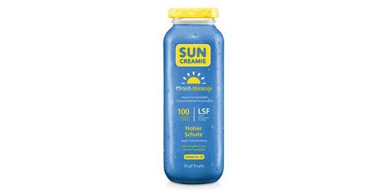 Sonne schöne Flasche gab’s noch nie: Im Sommer 2019 bringen wir unsere limited edition no. 13 – Sun-Creamie ins Kühlregal. In der Pulle steckte unser Creamie pfirsich-maracuja. Mehr Infos